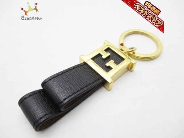 フェンディ FENDI キーホルダー(チャーム) 金属素材×レザー ゴールド