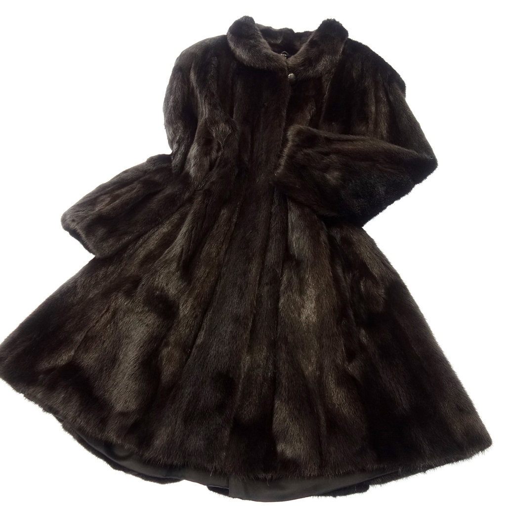 美品▽BLACKGLAMA ブラックグラマ MINK ミンク 毛皮コート 艶◎