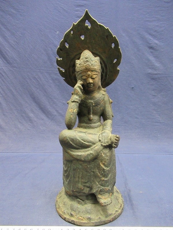 D2151 鉄製 弥勒菩薩 半跏思惟像 仏像 弥勒菩薩像 彫刻 仏教美術