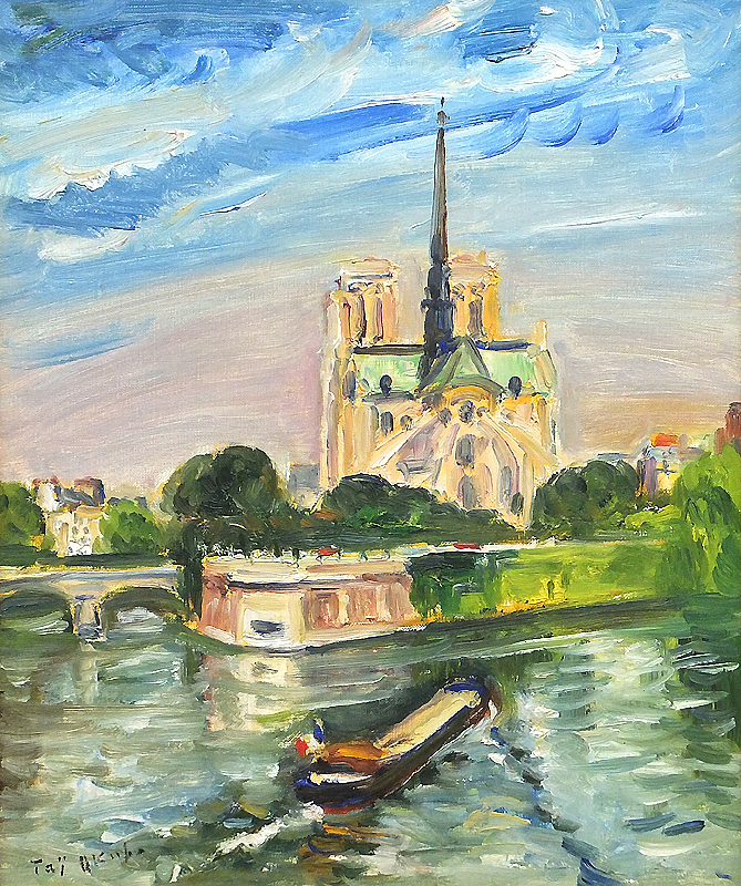 【GLC】大久保泰 「ノートルダム（パリ）」 ◆日動画廊取扱・油彩8号 独立美術会員 美情景_2