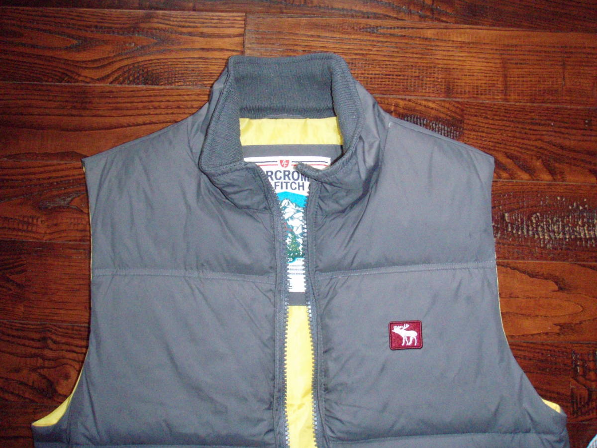 アバクロンビー＆フィッチ メンズダウンベストグレー XL abercrombie 