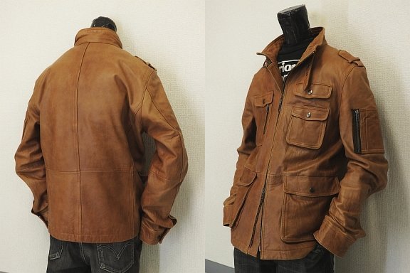 ★大人の上質カジュアルに!羊革 goo goo prexsus 丸井 レザー ミリタリー ジャケット LL ブラウン★ミリタリー カジュアル アーバン★_3