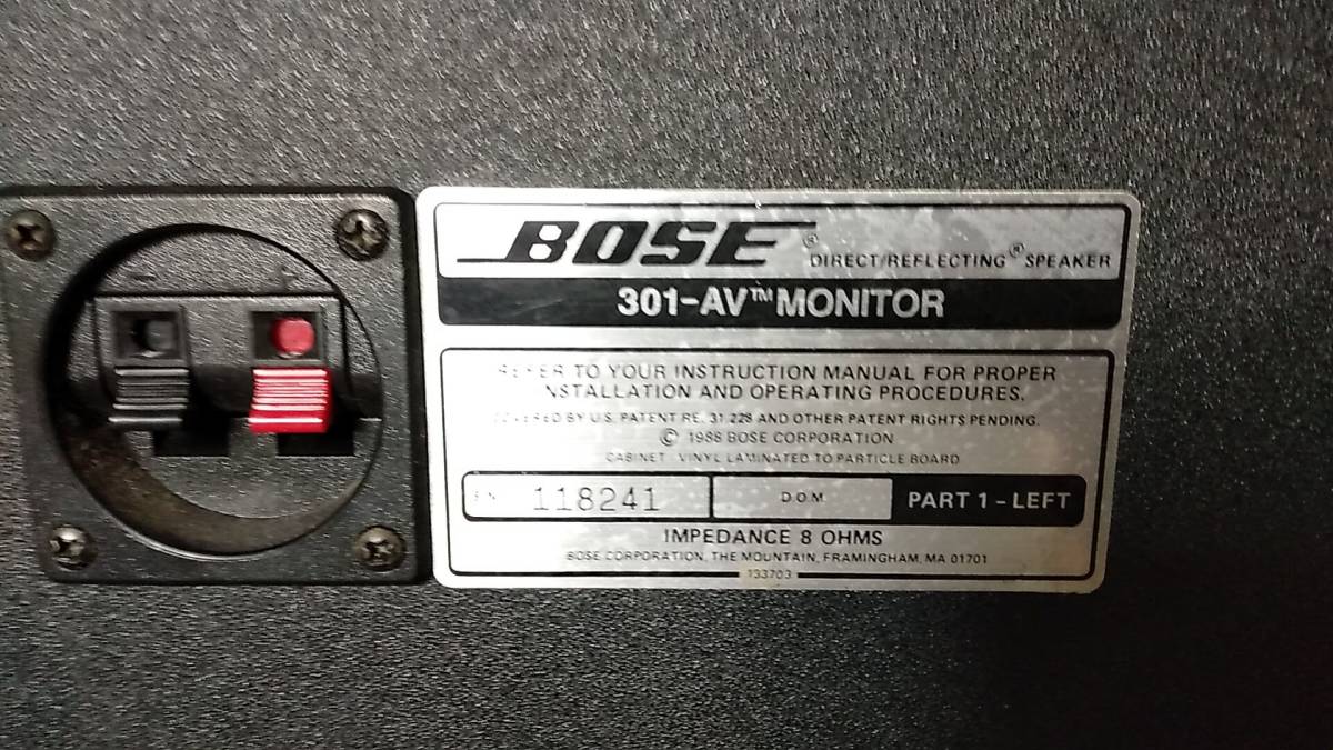 BOSE 301-AV TM MONITOR PART 1 LEFT ボーズ スピーカー ブラック 音