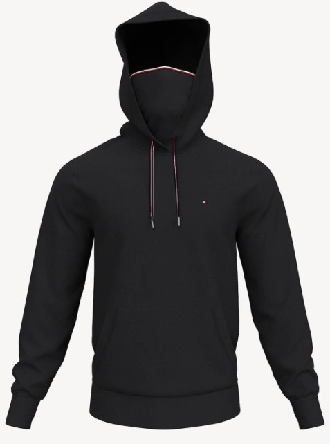 海外限定 フェイスマスク内蔵 新品 L/TOMMY HILFIGER FACE MASK HOODIE トミーヒルフィガー フラッグ 刺繍 上質 スウェット パーカー 黒