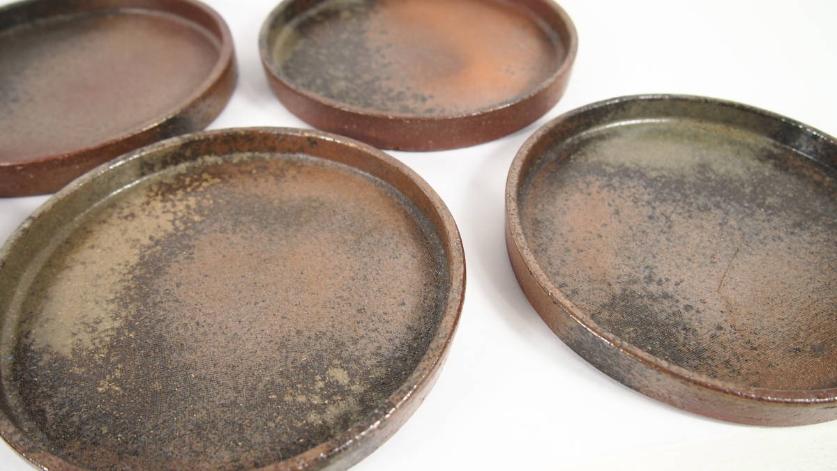 備前焼 本窯 丸皿 六客 在銘 茶道具 21309－69－2 備前焼 備前焼き [