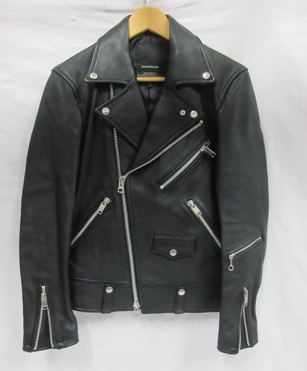 【美品】カドヤ　シングルライダース　L KADOYA◇シングルライダースジャケット/L/牛革/BLK/無地/ライナー付