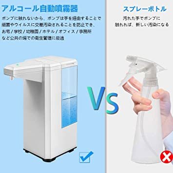  【二個セット】アルコール噴霧器 アルコールディスペンサー オートディスペンサー 500ml 大容量 IPX4防水 吐出量2段階_3