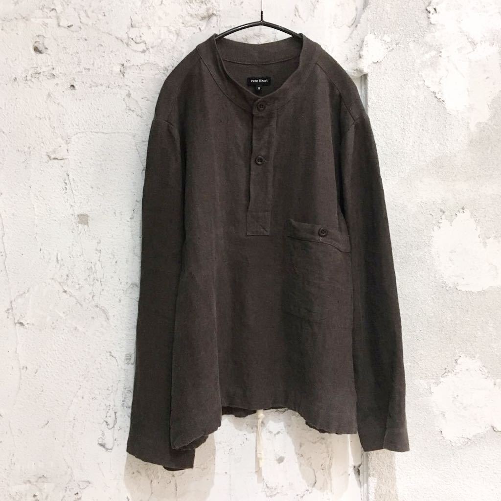 美品 evan kinori / butcher linen pullover エヴァンキノリ ブッチャーリネン プルオーバー シャツ　ジャケット　ブラウン　9826併