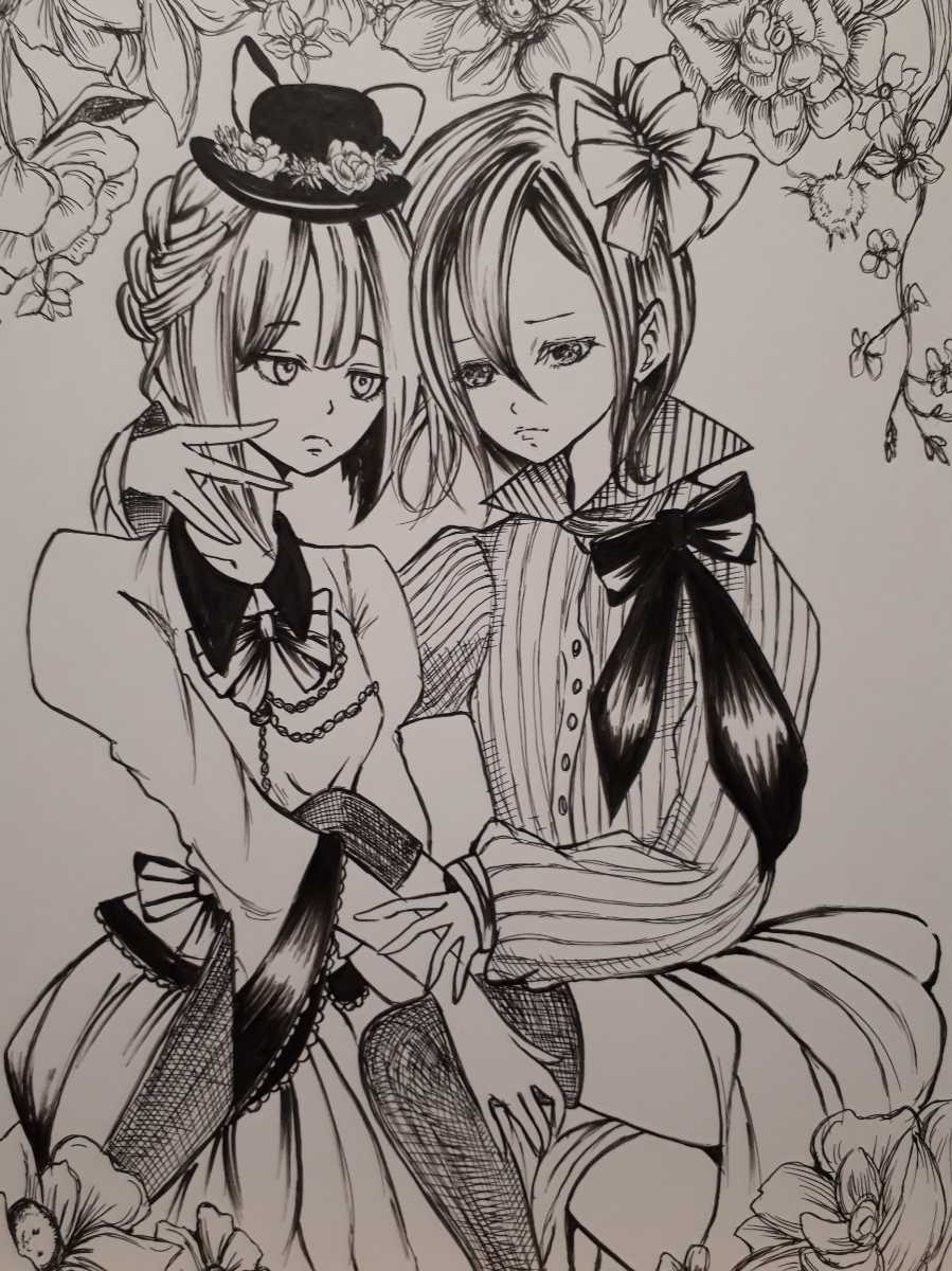 手描きイラスト オリジナル ペン画 モノクロ 美少女 電池切れの親友 手描きイラスト 売買されたオークション情報 Yahooの商品情報をアーカイブ公開 オークファン Aucfan Com