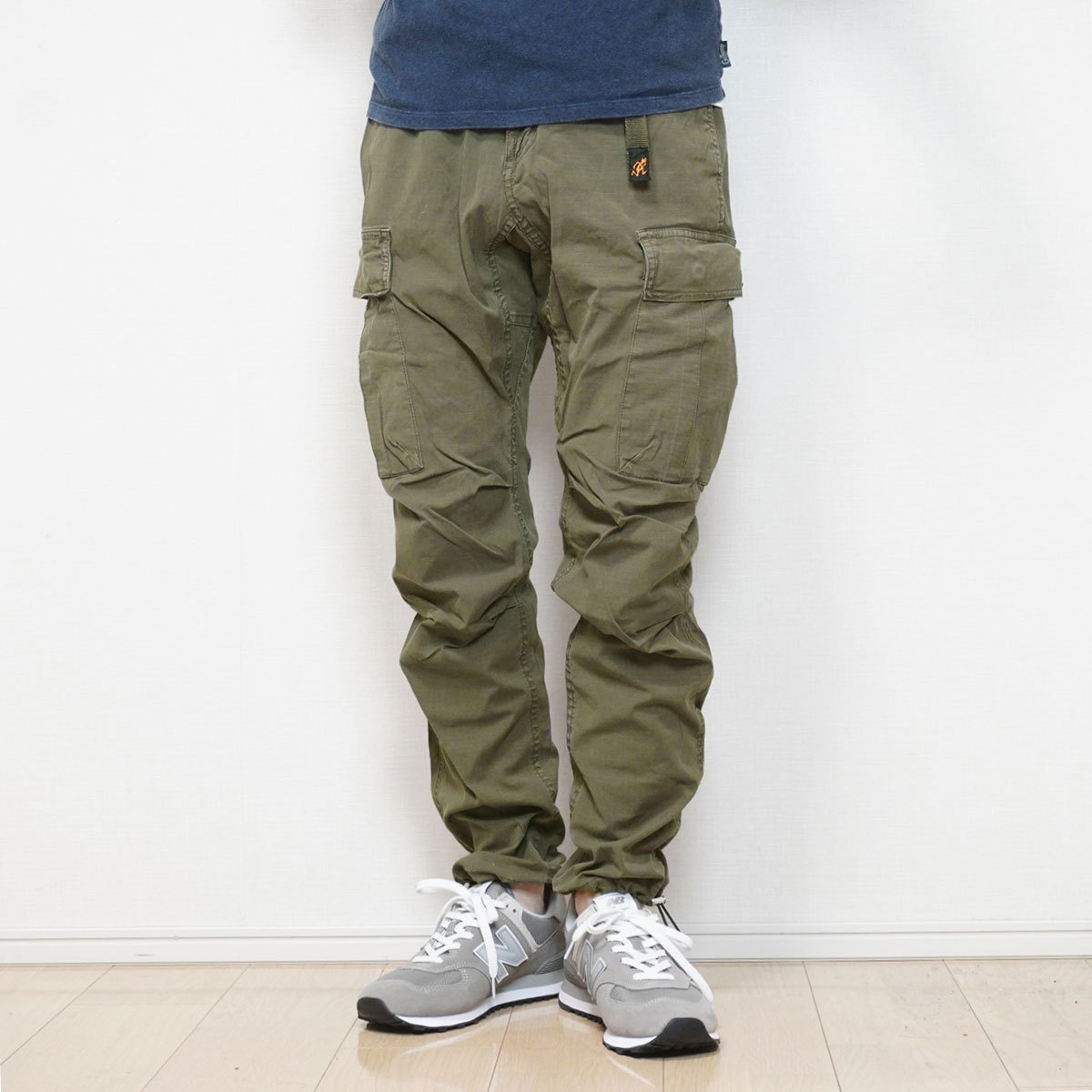 GRAMICCI × BEAMS 別注 ナローカーゴパンツ【S】オリーブ グラミチ ビームス コラボ ミリタリー ストレッチ リップストップ GMP-15F114