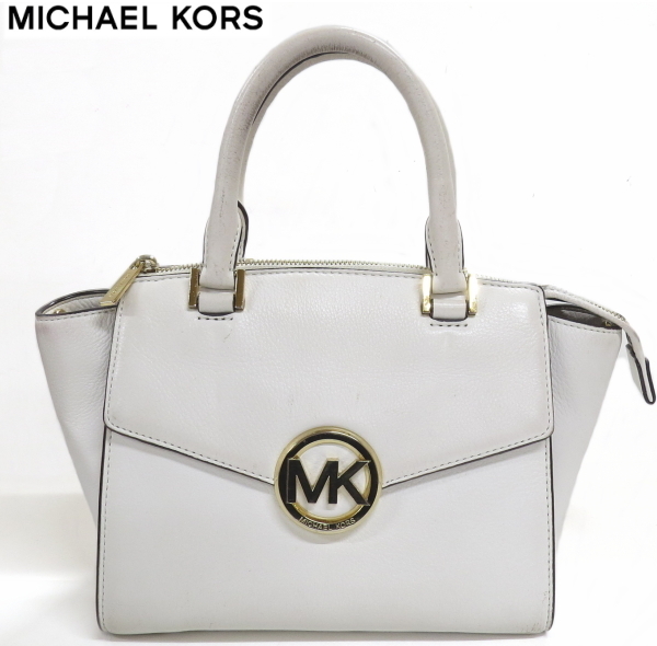 マイケルコース MICHAEL KORS レザー ハンドバッグ 白 ホワイト MK 