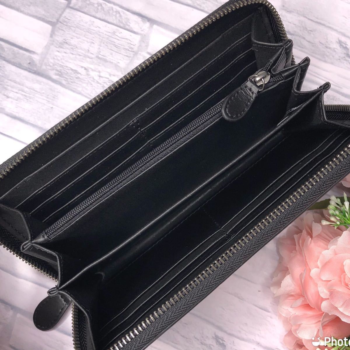 長財布 COACH 千鳥格子 コーチ ブラック ⁄ ▽未使用タグ付き COACH 