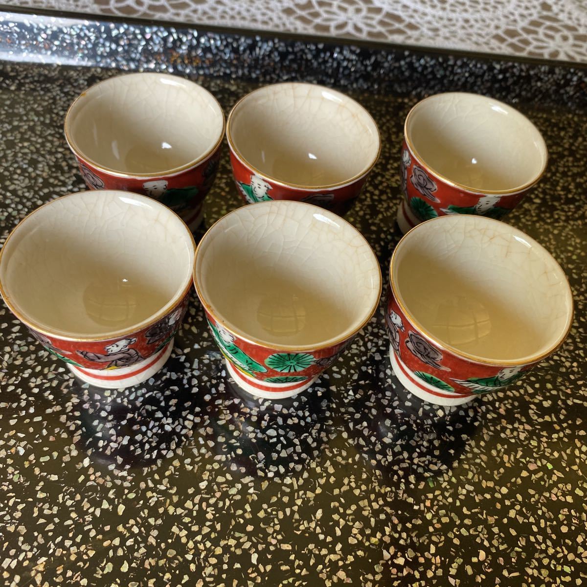 九谷焼茶碗9個 九谷造り蓋つき煮物椀 9個セット 日本製 穴あき茶托