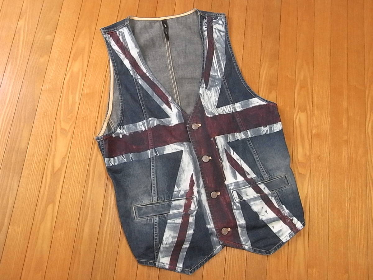 【新作登場，格安】 名作 glamb グラム Wells denim gilet ウェールズ デニムジレ ベスト GB12AT / JKT01 ユニオンジャック ペンキ加工 インディゴ 3 メンズ(トップス)｜売買されたオークション情報、yahooの商品情報をアー トップス