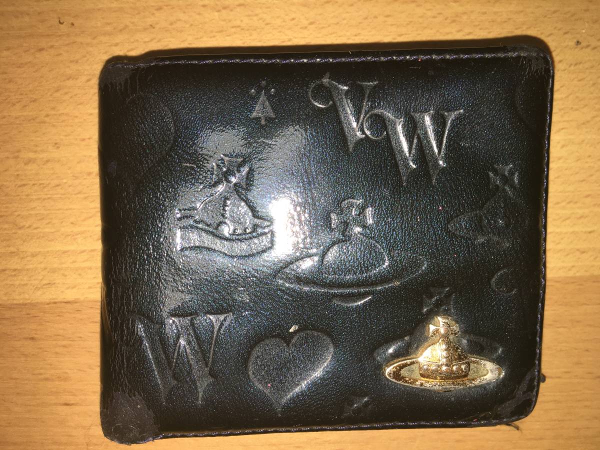 ヴィヴィアンウエストウッド（Vivienne Westwood)　２つ折り財布　ショップにて購入の本物　ネイビー_1