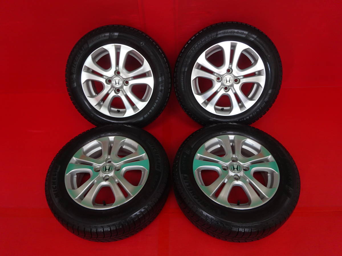 ホンダ フィット シャトル 185/65R15 純正 6J +50 PCD100 4穴 ブラックポリッシュ グレイス そこそこ美品 4穴 ホンダ ホンダ純正 15in スチールホイール -フィットシャトル