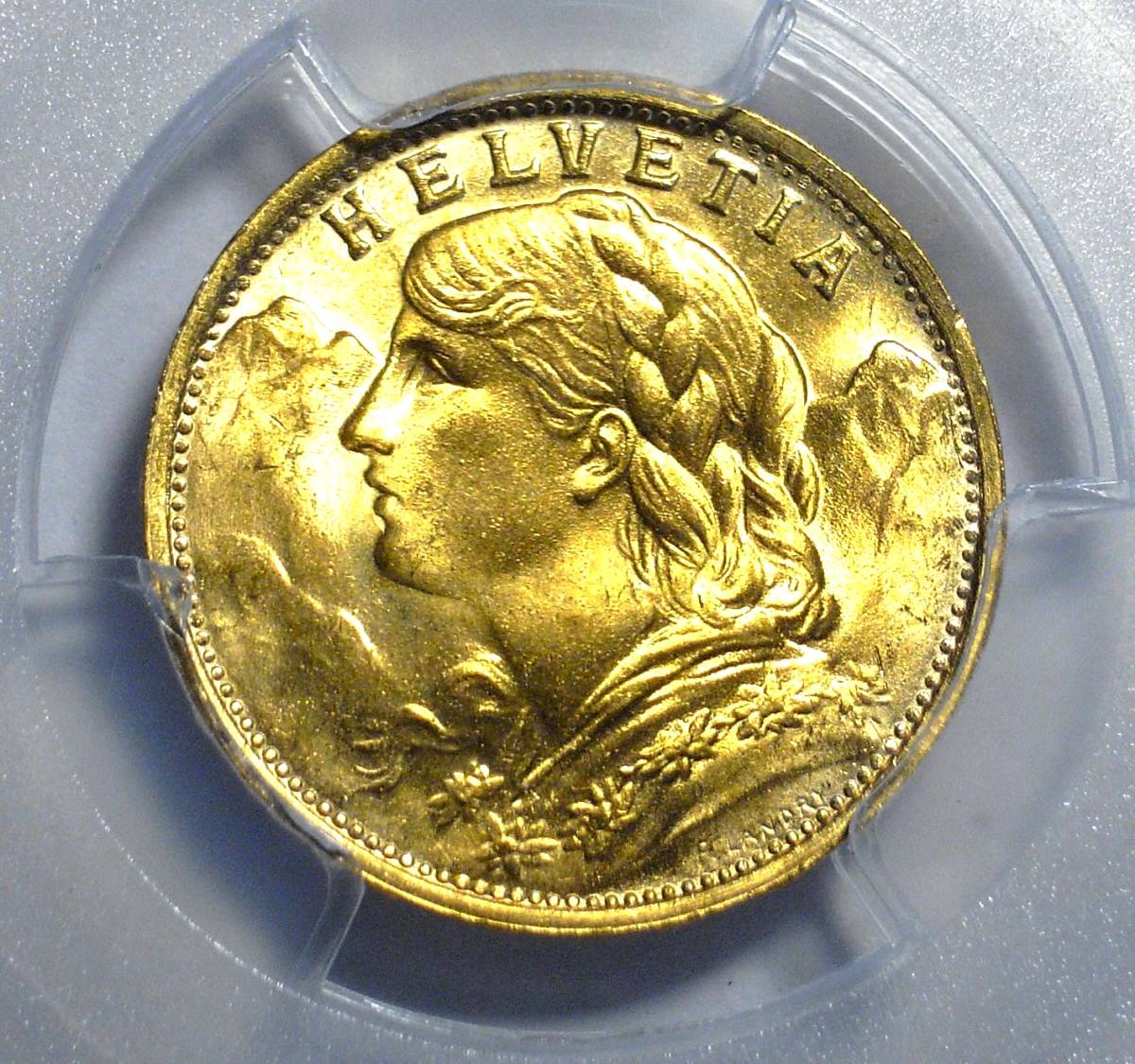 1935 LB スイス 20フラン 金貨 PCGS MS65 アルプスの少女 ブレネリ 