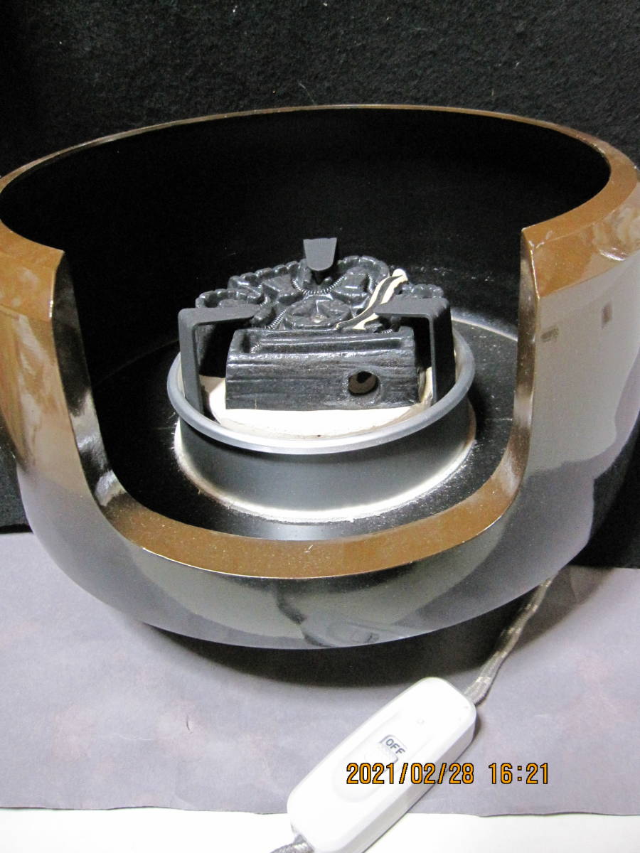野々田式　電熱器付き　面取風炉　古銅色　合金　410W　通電確認済　（検）煎茶　宜興