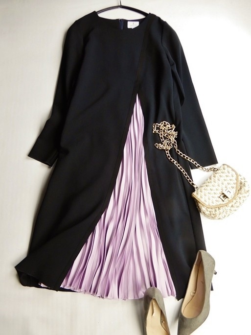 ランバンオンブルー LANVIN en bleu 大人可愛いサイドスリットプリーツ  