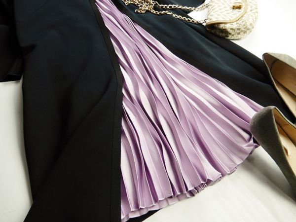 ランバンオンブルー LANVIN en bleu 大人可愛いサイドスリットプリーツ  