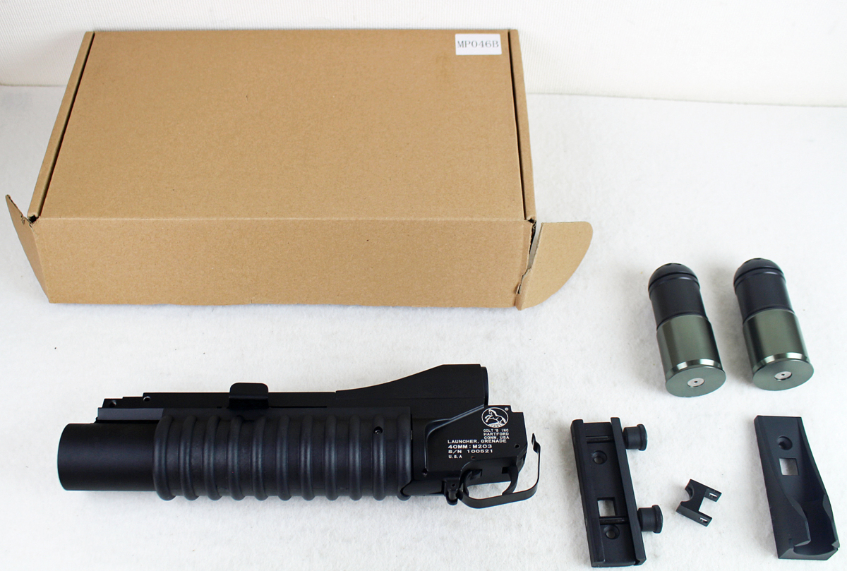 ◇中古品◇グレネードランチャー M203 40mm MP046B E&C製 カート2個つき 長さ 約32cm LAUNCHER， GRENADE 箱・パーツつき