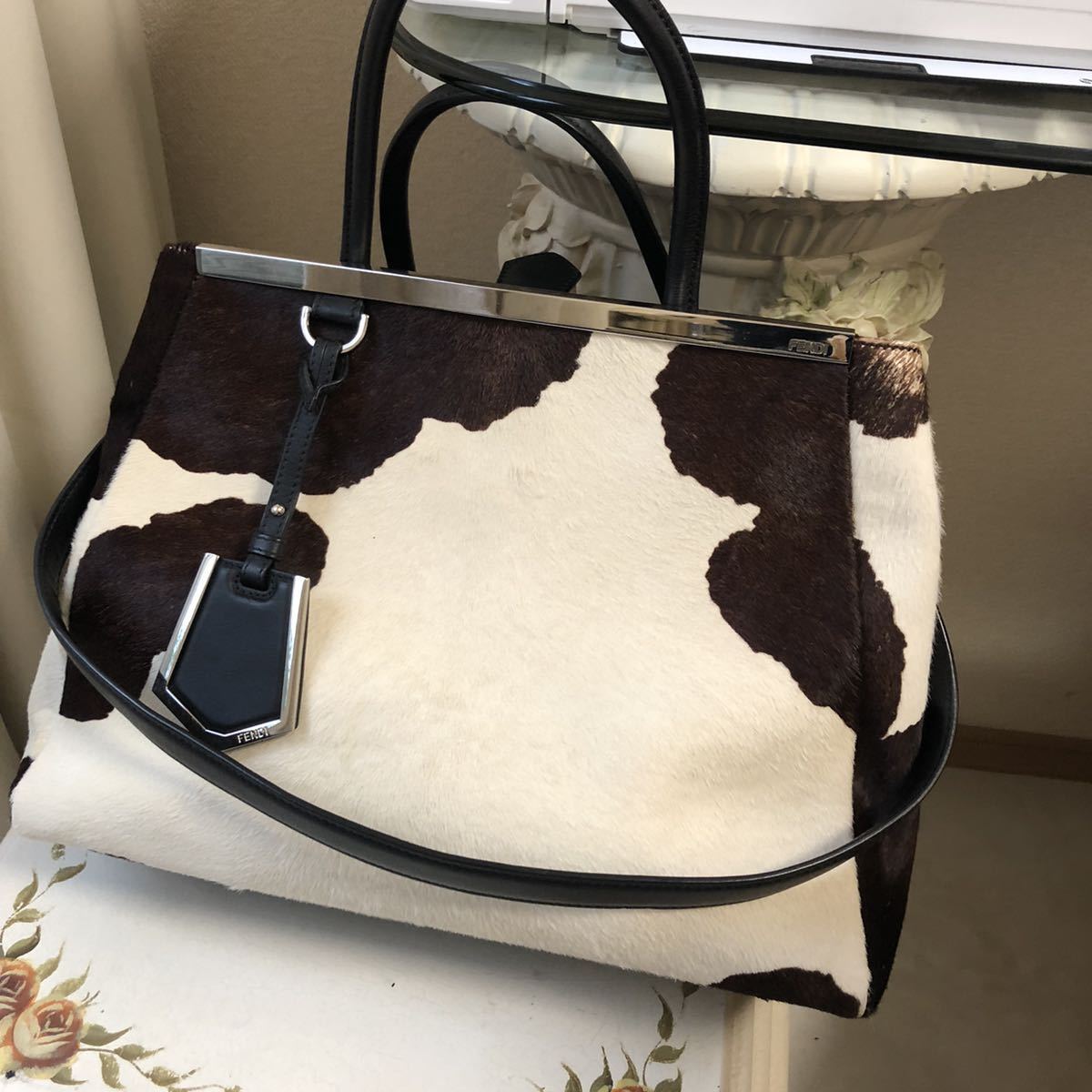 極美品 フェンディ FENDI ハラコ レザー トートバッグ レザートート A4  