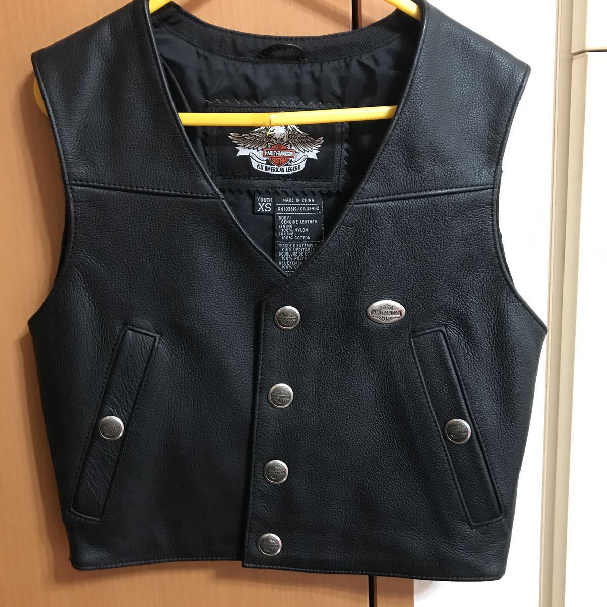 ハーレーダビッドソン レザーベスト XS HARLEY DAVIDSON レザーベスト XS(キッズサイズ) レザー (ハーレー