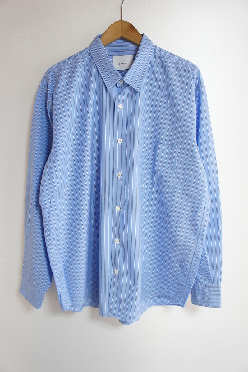 20SS nuterm ニューターム Relaxin Shirt シャツ ストライプ柄 ビッグシルエット オーバーサイズ 003SH-020S ブルー青1003K nuterm ニューターム Relaxin ブルー系 長袖 メンズ