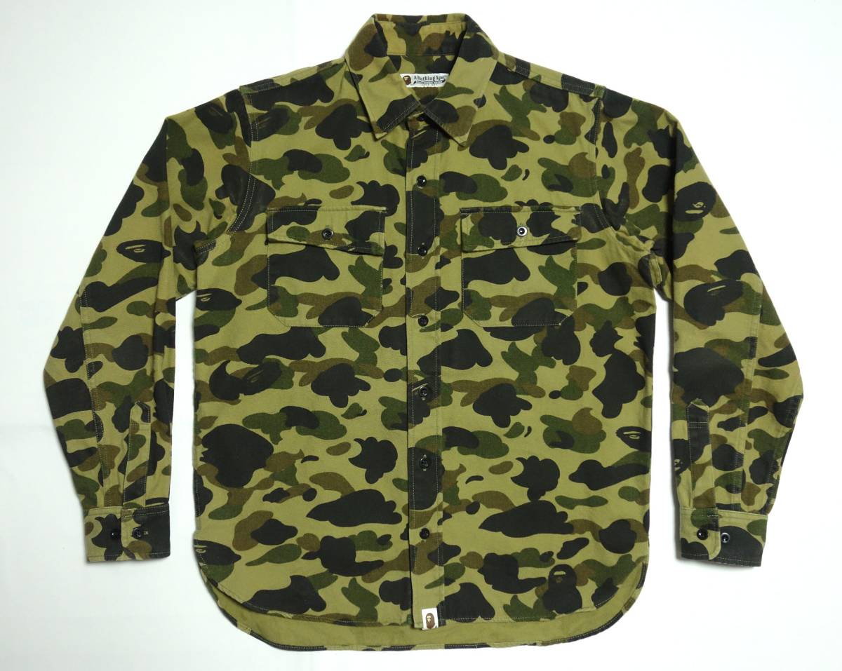 A BATHING APE エイプ カモフラ/迷彩 長袖シャツ S□BAPE/猿迷彩/カモ柄 A