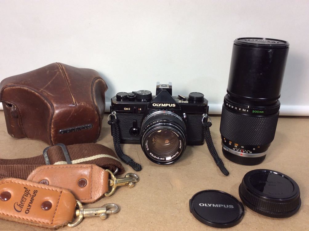 OLYMPUS OM-2 一眼レフ フィルム カメラ レンズ セット 1:4 f=200mm 動作未確認 ジャンク品 ケース付 レトロ オリンパス