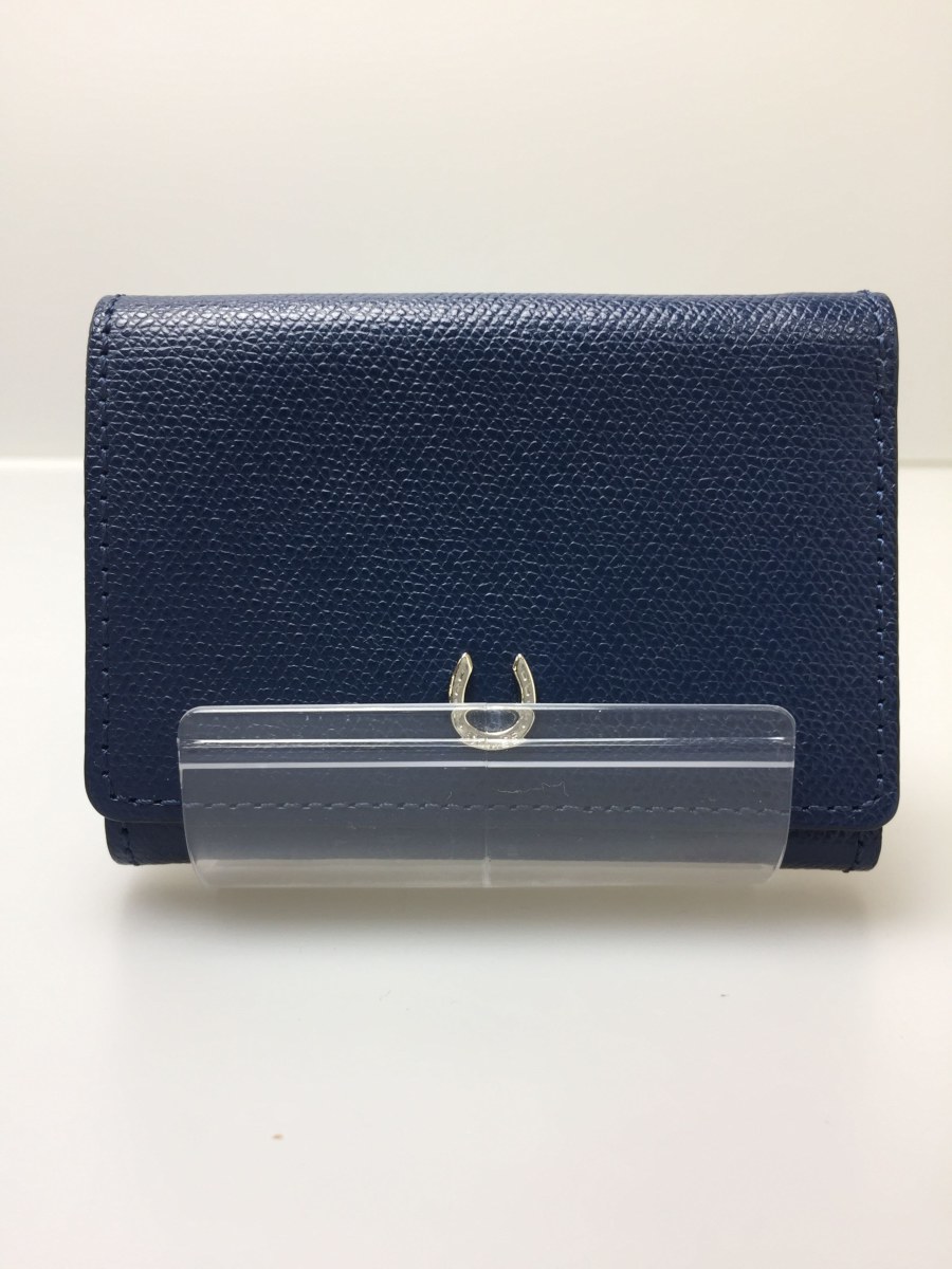 SOMES SADDLE◆3つ折り財布/レザー/NVY