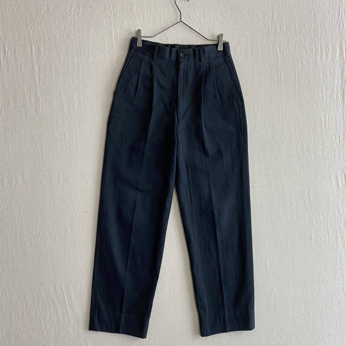 激安大特価 80s COMME des GARCONS HOMME スラックス / M コットン ネイビー ツータック テーパード ワイド パンツ ビンテージ 90s P1-06008-90-59(ボトムス)｜売買されたオークション情報、yahooの商品情報をアーカイ 男性用