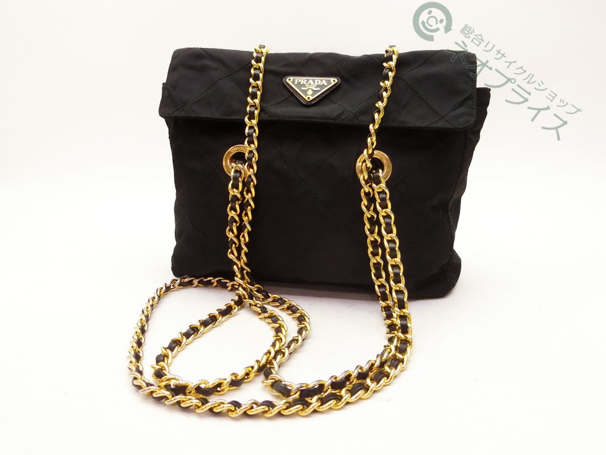 ◆S5669 PRADA プラダ ロゴプレート キルティング ナイロン ショルダー バッグ