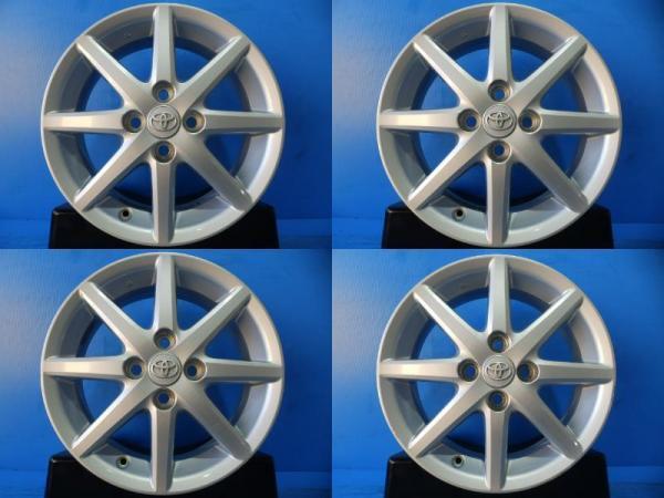送料無料!! ４本 冬用 夏用 アルミ スタッドレス用 【中古 ホイール】トヨタ アクア 純正 5.0-15 +39 100 4H シルバー 流用 白河インター