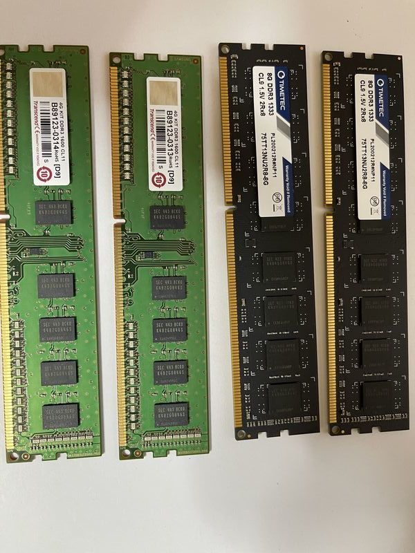 【中古】メモリ　4GBx2枚（DDR3 1600 CL11 Transcend製）＋8GBx2枚（DDR3 1333 CL9 TIMETEC）　動作品（ジャンク扱い出品）_1