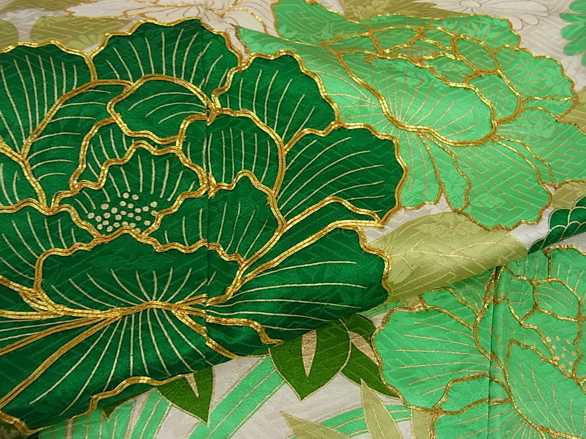 振袖 フルセット6点サイズM〜L駒刺繍鴛鴦花文暈し染め金彩正絹