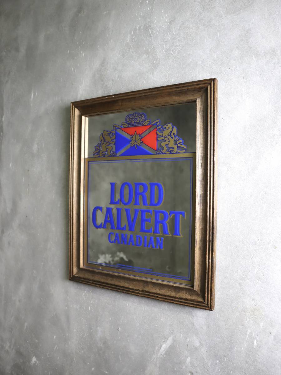ビンテージ LORD CALVERT パブミラー インテリア アンティーク おしゃれ 古い 希少 年代物 鏡 壁掛け アメリカ 酒 看板 骨董