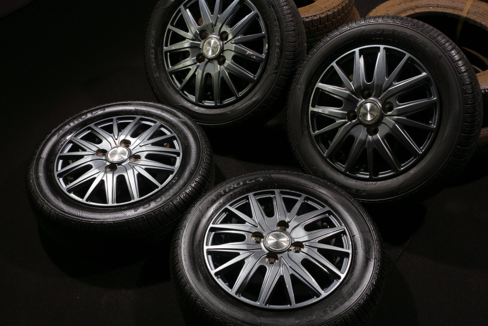 ★バリ山 155/65R13 ZETRO C4 2017年製 共豊アルミ4本SET 軽自動車ライフモコAZワゴンフレアワゴンREKミニカアルトラパンミラムーヴ_1