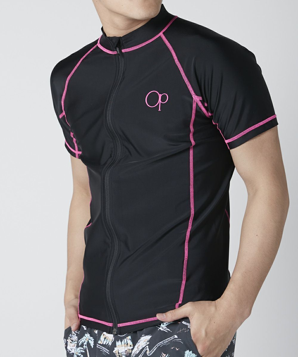 送料390円可能商品 Op オーピー メンズ ジップアップ サーフィン 半袖 ラッシュガード 水着 黒 ブラック Bpk M 一 三 壱 Qwer Mサイズ 売買されたオークション情報 Yahooの商品情報をアーカイブ公開 オークファン Aucfan Com