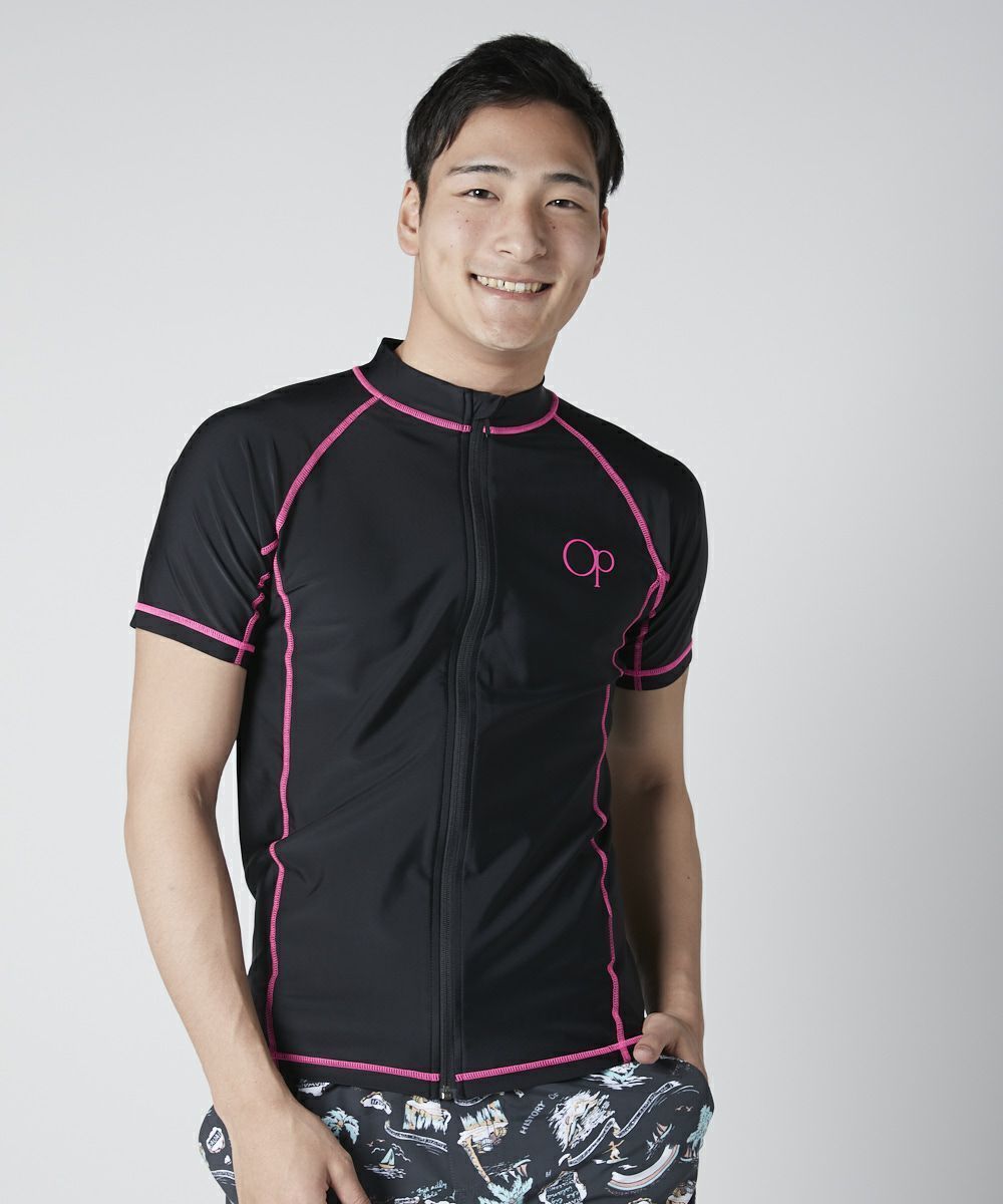 送料390円可能商品 Op オーピー メンズ ジップアップ サーフィン 半袖 ラッシュガード 水着 黒 ブラック Bpk M 一 三 壱 Qwer Mサイズ 売買されたオークション情報 Yahooの商品情報をアーカイブ公開 オークファン Aucfan Com