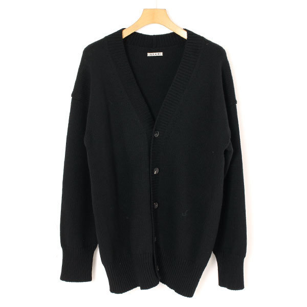 AURALEE Felt Wool Yarn Knit Cardigan 定価44,000円 size4 ブラック  