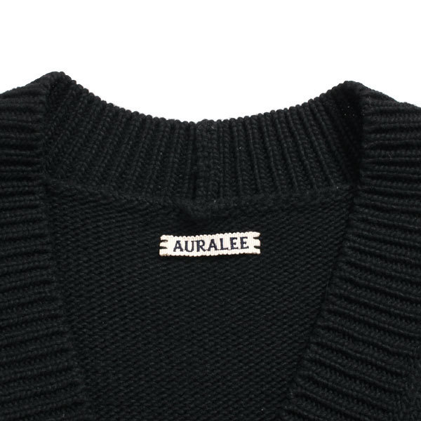 AURALEE Felt Wool Yarn Knit Cardigan 定価44,000円 size4 ブラック  