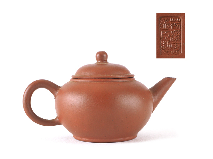 夢工房】唐物 「 荊渓恵孟臣製 」 底款 朱泥 煎茶 急須 長