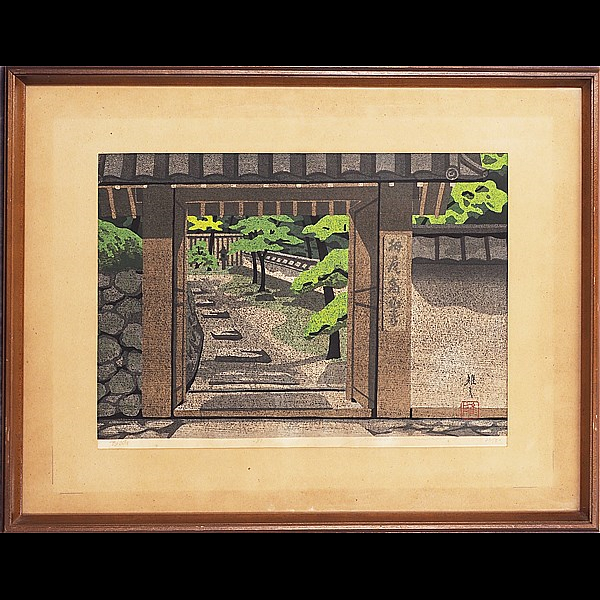 版画】【蘇山】[井堂雅夫] 11426 絵画 木版画 「高山寺」 81年作 25