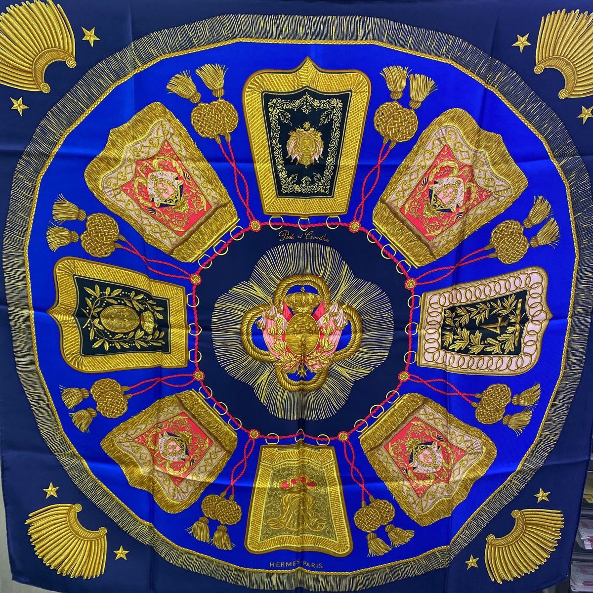 C/388362 HERMES エルメス カレ90 Poste et Cavalerie サーベル飾り袋