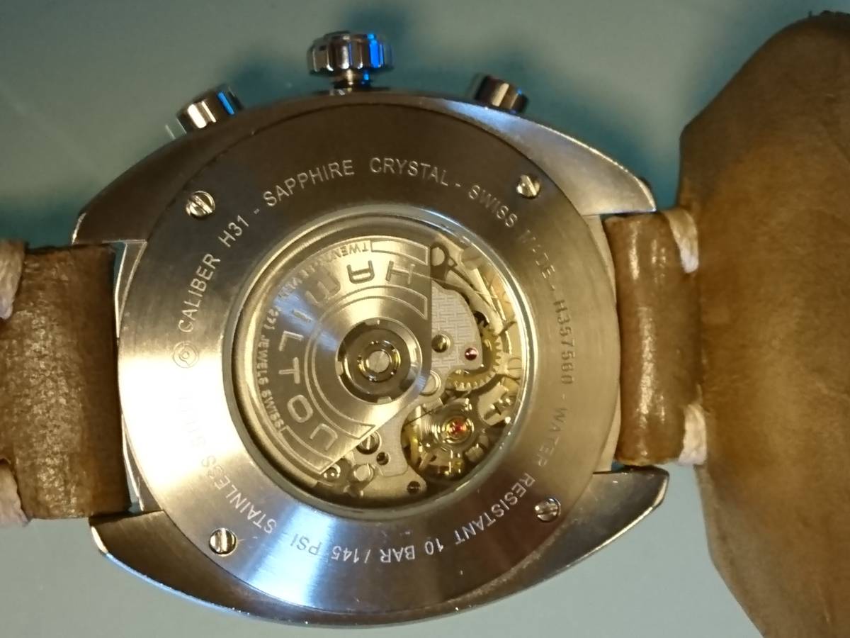 ハミルトン パンユーロ クロノグラフ 黒白 H31 程度良好_4