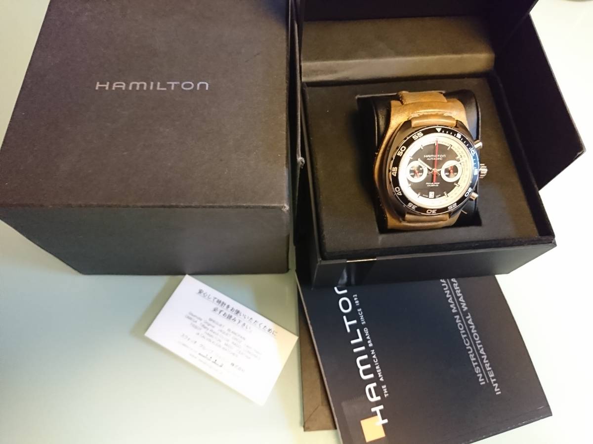 ハミルトン パンユーロ クロノグラフ 黒白 H31 程度良好_5
