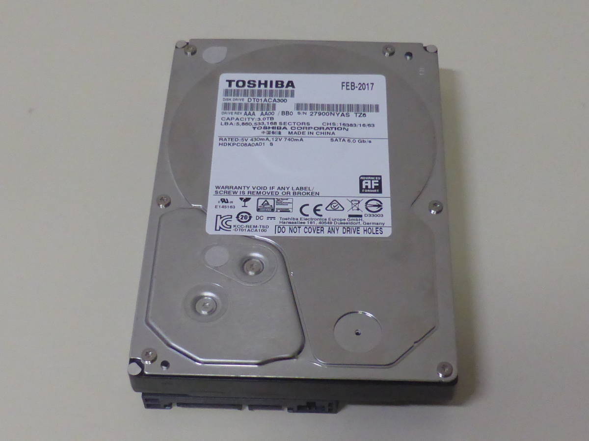 東芝 DT01ACA300 2台 3TB 20 二枚セット TOSHIBA DT01ACA300 3TB HDD