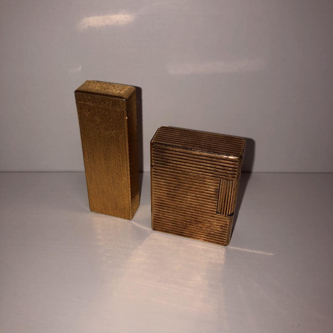 喫煙具 S.T.Dupont ゴールド系 ガスライター ジャンク 中古 2点セット