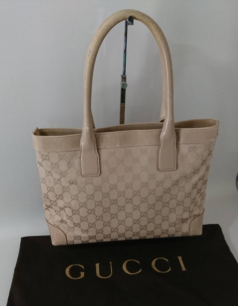 GUCCI グッチ GG キャンバス カーフ レザー トート バッグ